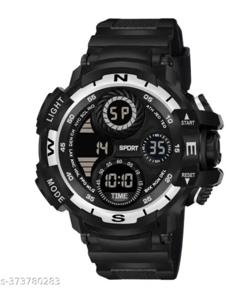     			BANDSMITH Black PU Digital Men's Watch