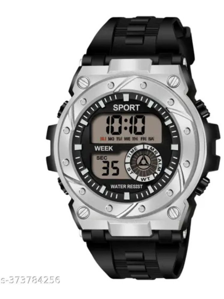     			BANDSMITH Black PU Digital Men's Watch