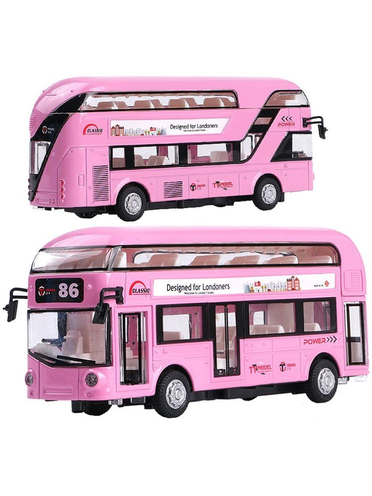     			Bluebell Diecast Metal Bus Model Double Decker Bus London Toy Buses for Kids Pull Back Openable Doors with Light Sound