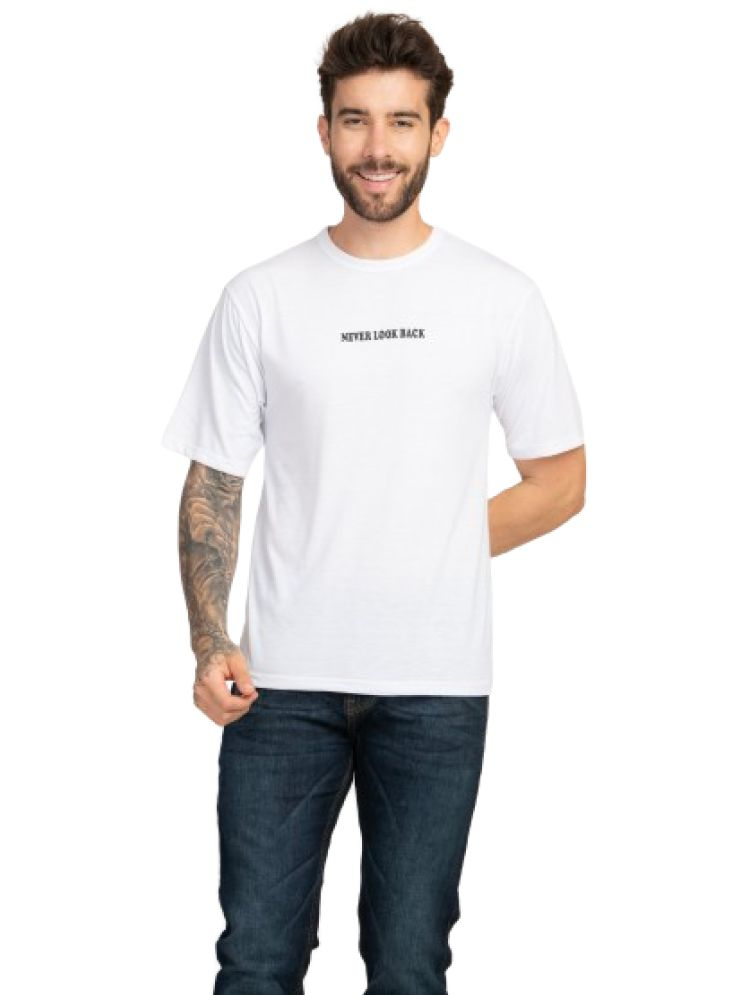     			ELBATROSS Polyester Regular Fit Printed Half Sleeves Men's Round T-Shirt - White ( Pack of 1 )