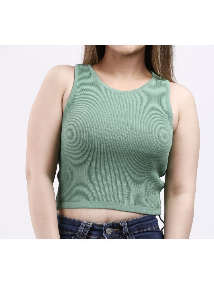     			FEVERFEW Green Cotton Women's Crop Top ( Pack of 1 )