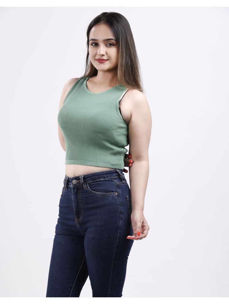     			FEVERFEW Green Cotton Women's Crop Top ( Pack of 1 )