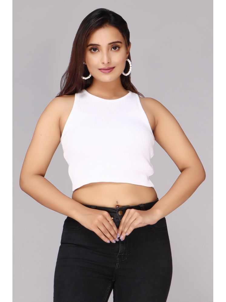     			FEVERFEW White Cotton Women's Crop Top ( Pack of 1 )