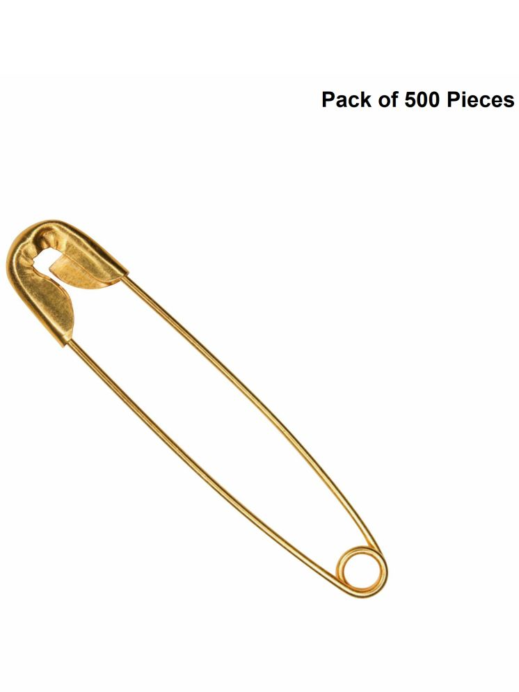     			Jyoti 33236 Safety Pins - Classic, Strong Nickel Plated Steel, Rust Resistant, Heavy Duty Variety Pack, Perfect for Clothes, Crafts, Sewing, Pinning (500 Pins of Size 2 in Golden Finish) - 500 Pieces