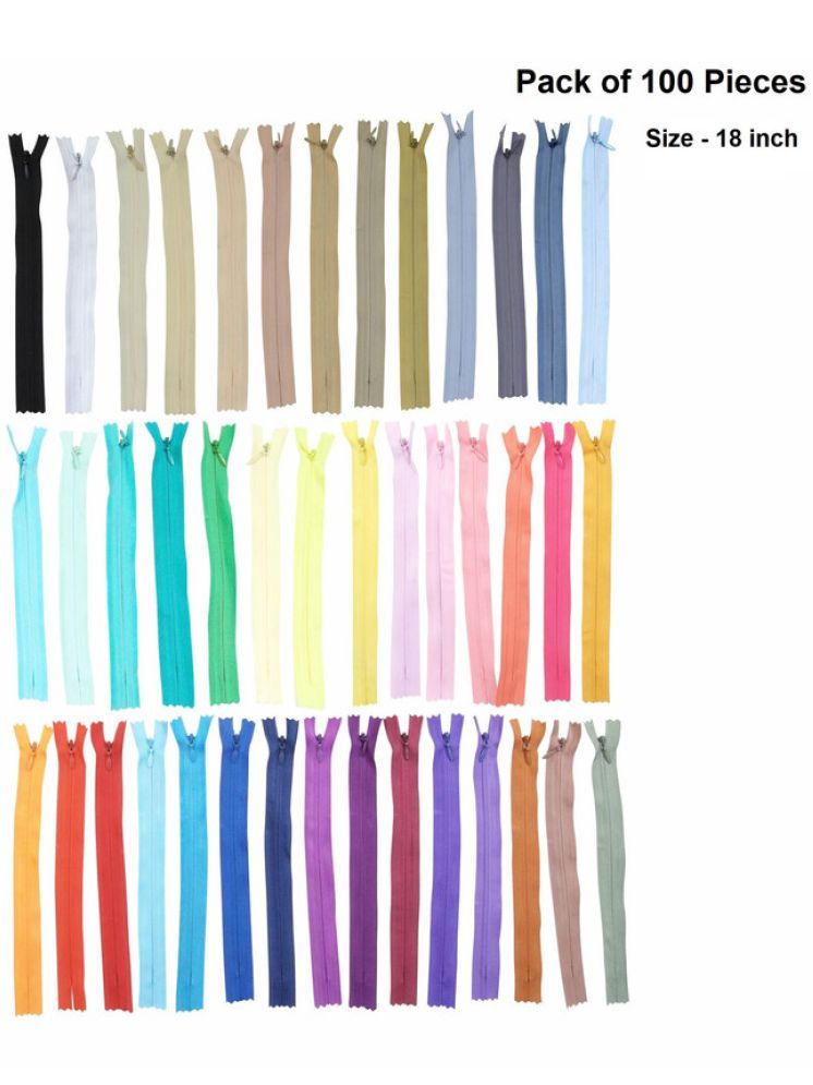     			Jyoti Zipper - Concealed Size 3 - Multicolored (100 Zips of 18 Inches) Open-Ended, Ideal for Tailoring, Crafts, Fashion, Dressmaking | Zips Used in Stitching, Sewing, Pants, Bags - Pack of 100 Pieces