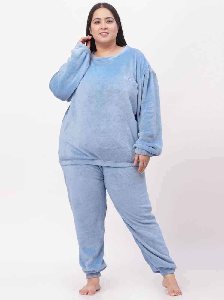     			Klotthe Blue Woollen Women's Nightwear Nightsuit Sets ( Pack of 1 )