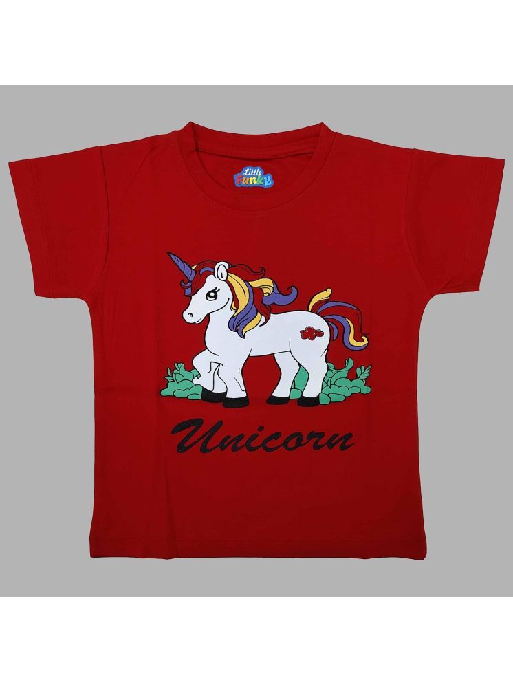     			Little Funky Pack of 1 Viscose T-Shirt For Girls ( Red )