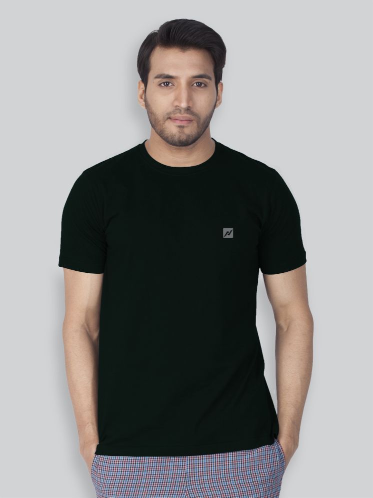     			Lux Nitro Cotton Blend Regular Fit Solid Half Sleeves Men's Round T-Shirt - Black ( Pack of 1 )