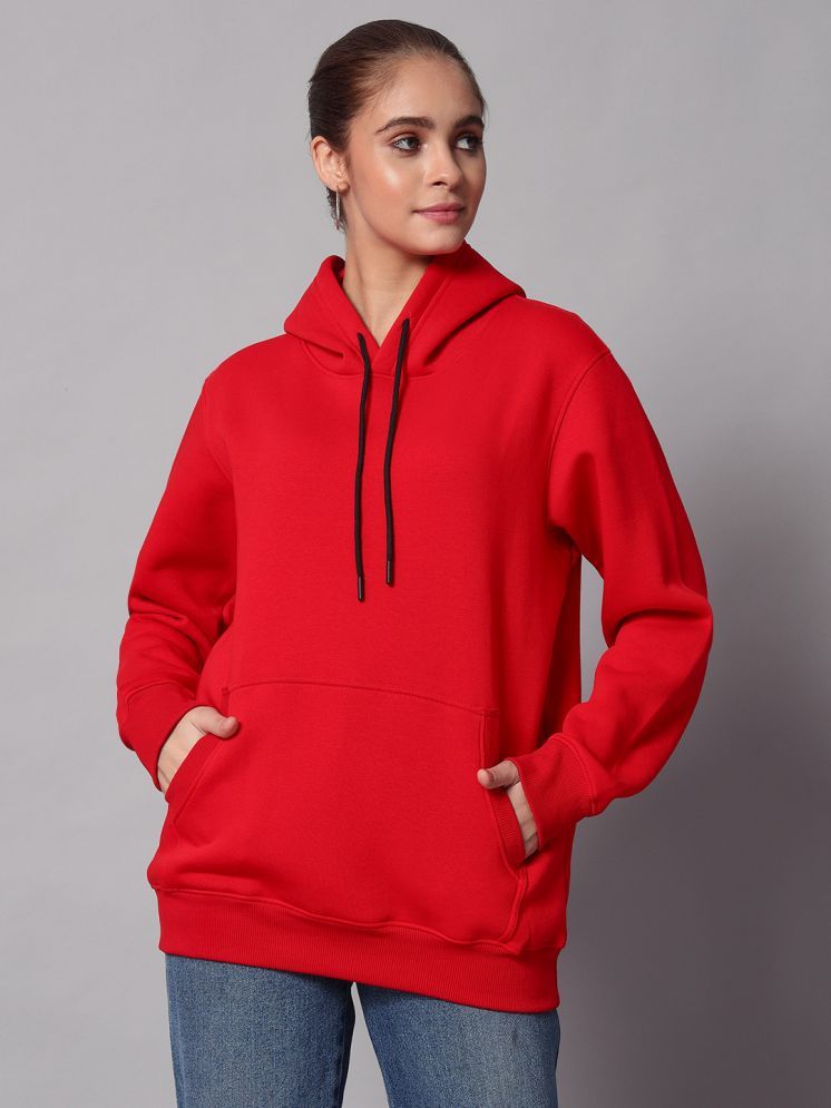     			OBAAN Cotton - Fleece Women's Hooded Sweatshirt ( Red )