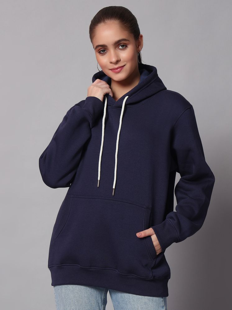     			OBAAN Cotton - Fleece Women's Hooded Sweatshirt ( Blue )