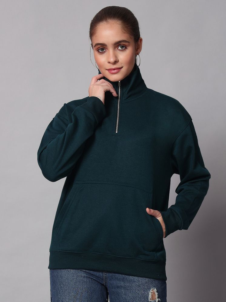     			OBAAN Fleece Women's Non Hooded Sweatshirt ( Olive )