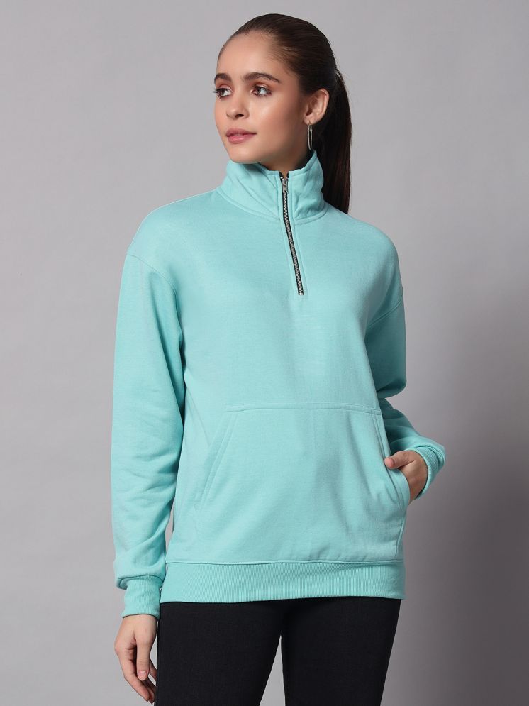     			OBAAN Fleece Women's Non Hooded Sweatshirt ( Turquoise )