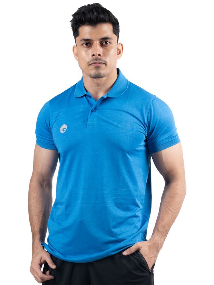     			Omtex Polyester Regular Fit Solid Half Sleeves Men's Polo T Shirt - Blue ( Pack of 1 )