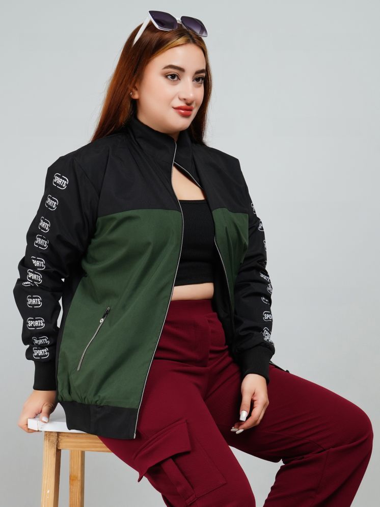     			PPTHEFASHIONHUB - Polyester Green Bomber Jackets