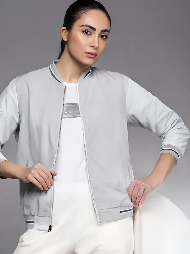     			PPTHEFASHIONHUB - Polyester Grey Bomber Jackets