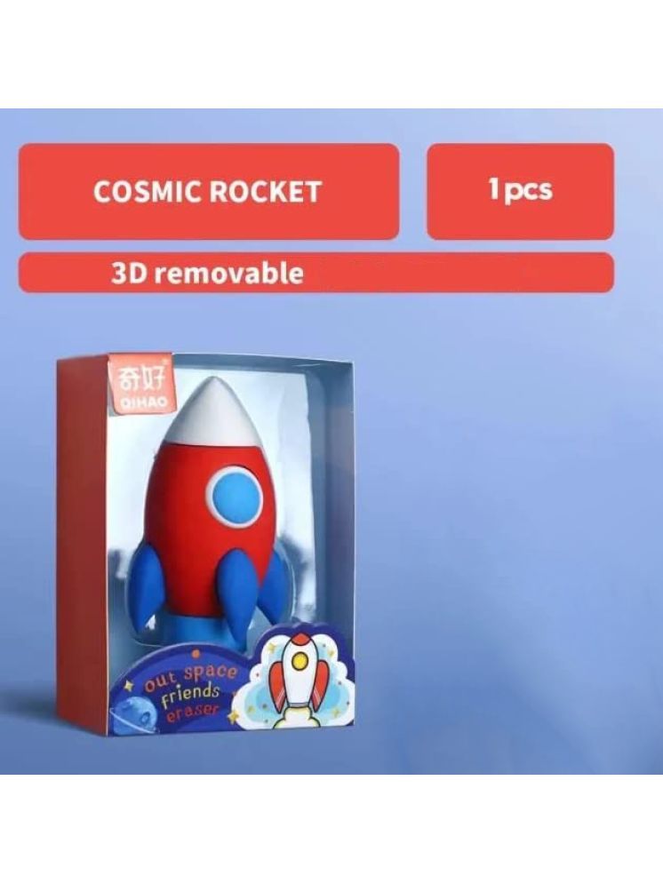     			Rocket Shape Jumbo Cartoon Space Theme 3D Erasers for Kids Pack of 1 Non-Toxic Eraser(Set of 1, Multicolor)