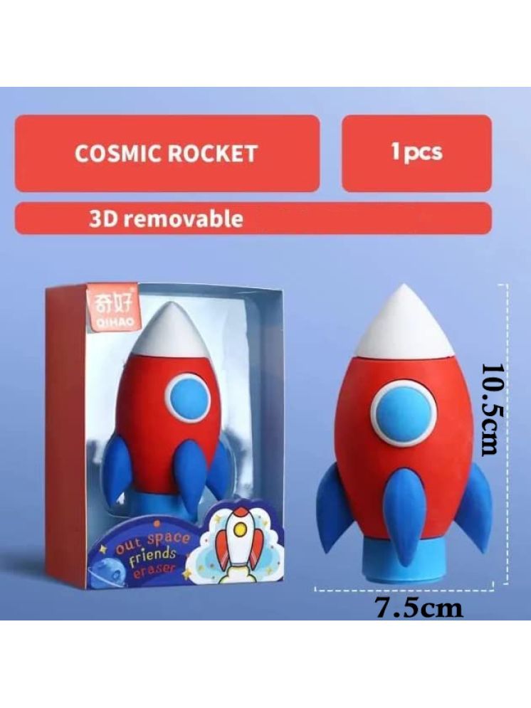     			Rocket Shape Jumbo Cartoon Space Theme 3D Erasers for Kids Pack of 1 Non-Toxic Eraser(Set of 1, Multicolor)