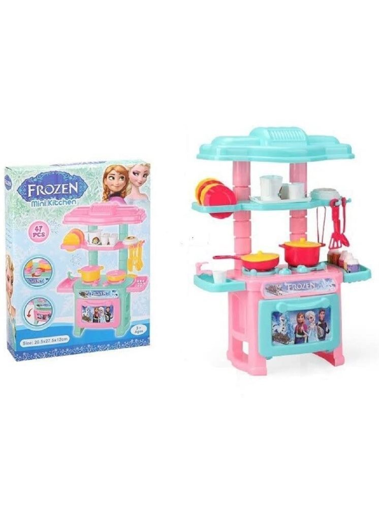     			SOFLITA Kitchen Set Mini Plastic Kitchen Set for Girls - 47 pcs Cartoon Themed Series Kitchen playset with Full Utensils Set - Ice Cool Princess Kitchen (47pcs Kitty Set) Visit the OANGO Store