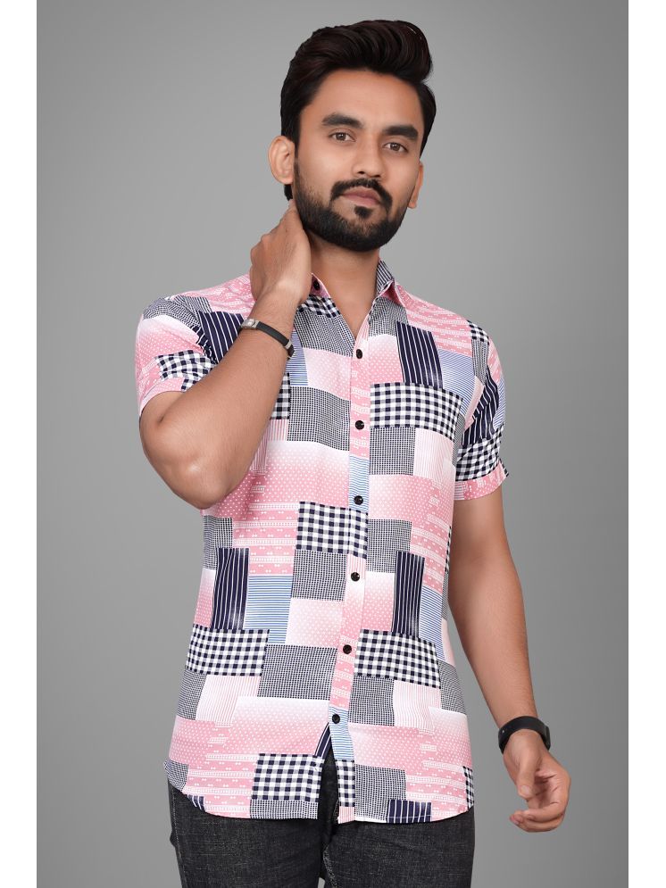     			SUR-T Viscose Regular Fit Checks Half Sleeves Men's Casual Shirt - Pink ( Pack of 1 )