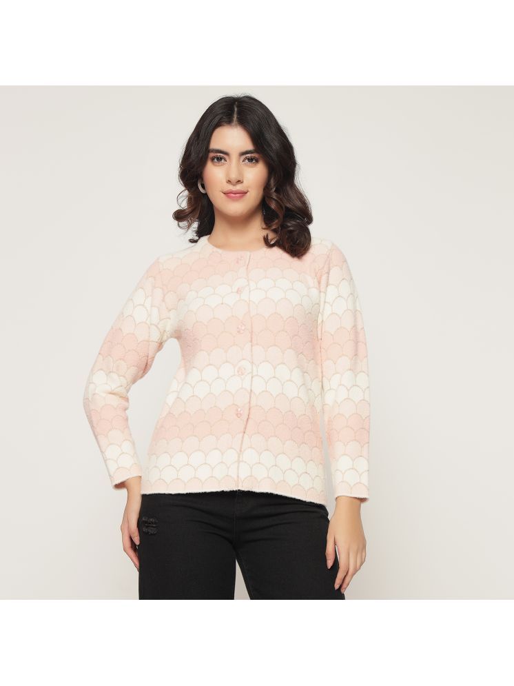     			TAB91 Acrylic Round Neck Women's Buttoned Cardigans - Pink ( Single )