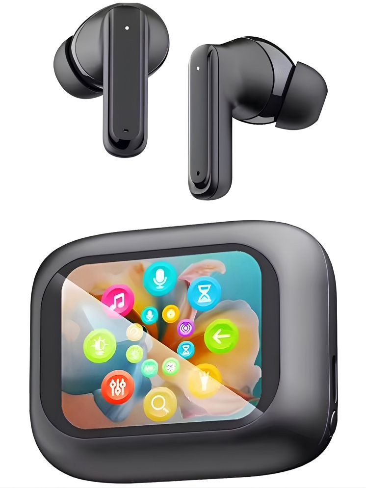     			Vertical9 Touch Display Bluetooth True Wireless (TWS) In Ear 6 Hours Playback Active Noise cancellation IPX4(Splash & Sweat Proof) Black