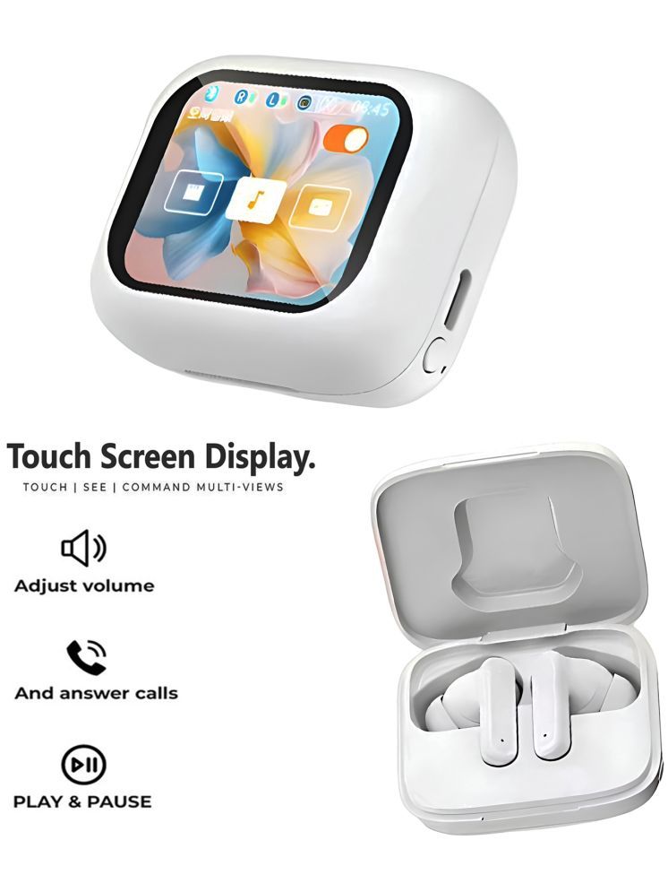     			Vertical9 TouchDisplay 3DSound Bluetooth True Wireless (TWS) In Ear 6 Hours Playback Active Noise cancellation IPX4(Splash & Sweat Proof) White