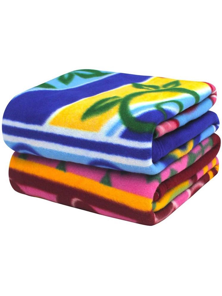     			Wholesale india Fleece Floral Single Bed Blanket ( 220 cm x 150 cm ) - Multi ( Pack of 2 ) Assorted