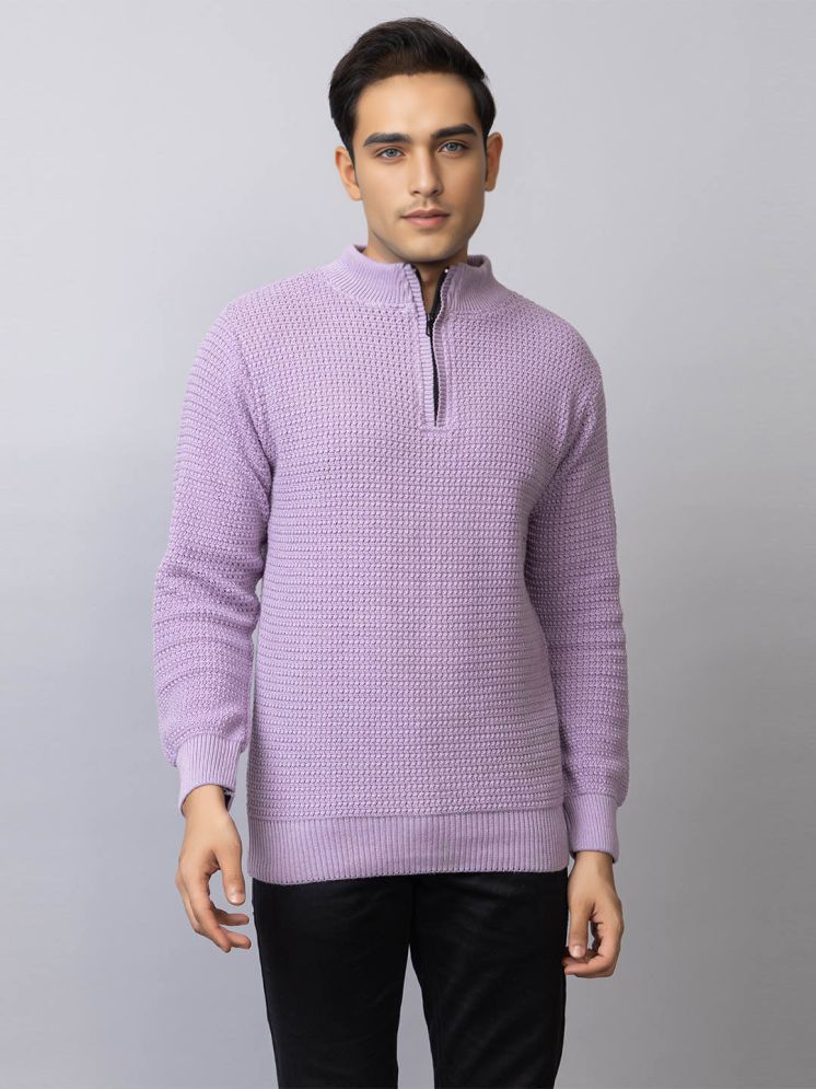     			tysort Woollen Blend High Neck Men's Full Sleeves Pullover Sweater - Lavender ( Pack of 1 )