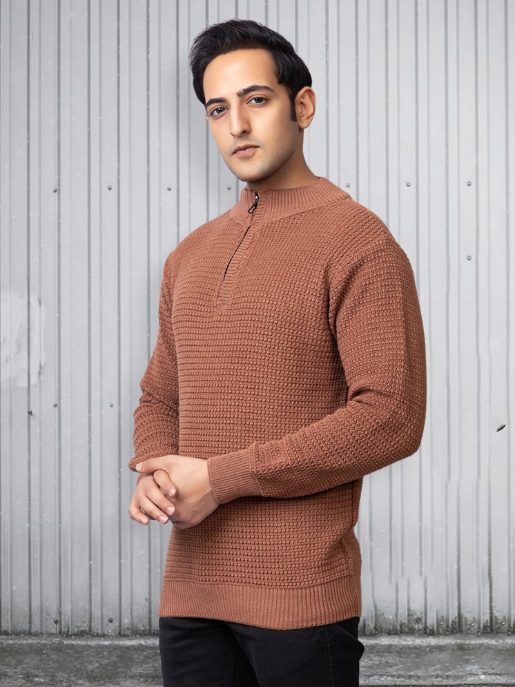     			tysort Woollen Blend High Neck Men's Full Sleeves Pullover Sweater - Brown ( Pack of 1 )