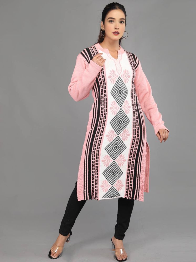     			tysort Woollen Printed Straight Women's Kurti - Pink ( Pack of 1 )