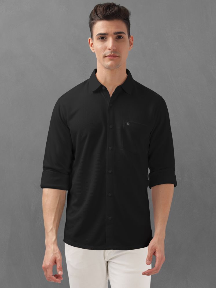     			BULLMER Cotton Blend Regular Fit Self Design Full Sleeves Men's Casual Shirt - Black ( Pack of 1 )