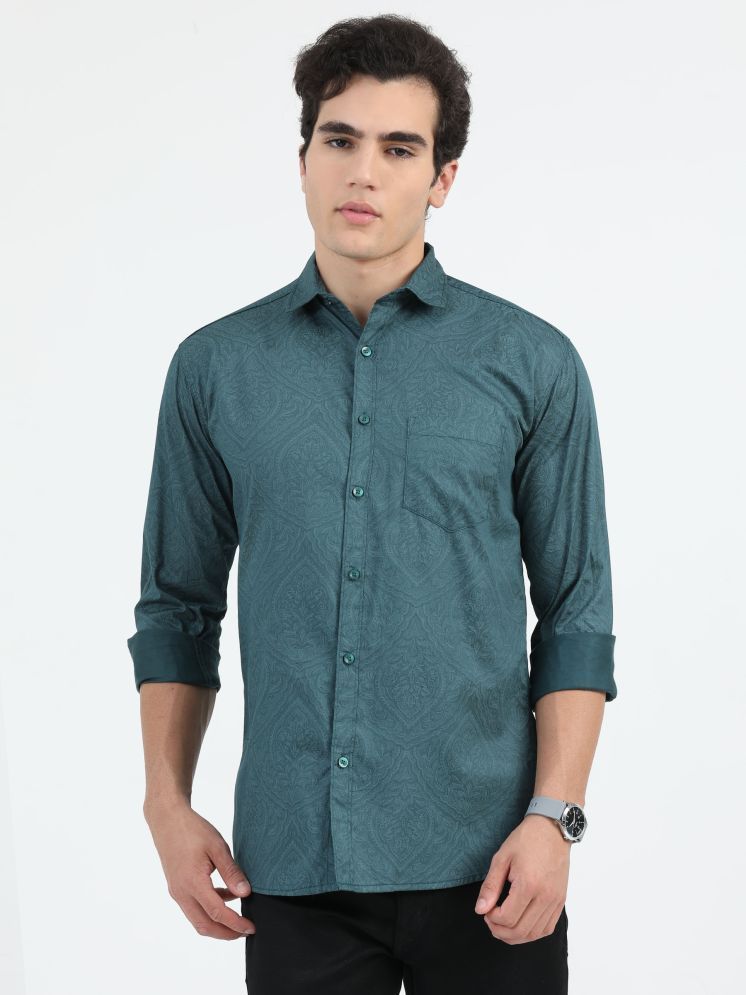     			HETIERS Satin Regular Fit Printed Full Sleeves Men's Casual Shirt - Green ( Pack of 1 )