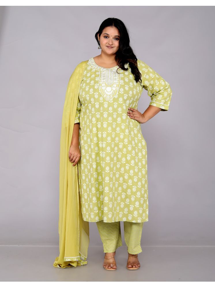     			Jyoti Cotton Printed Kurti With Pants Women's Stitched Salwar Suit - Green ( Pack of 1 )