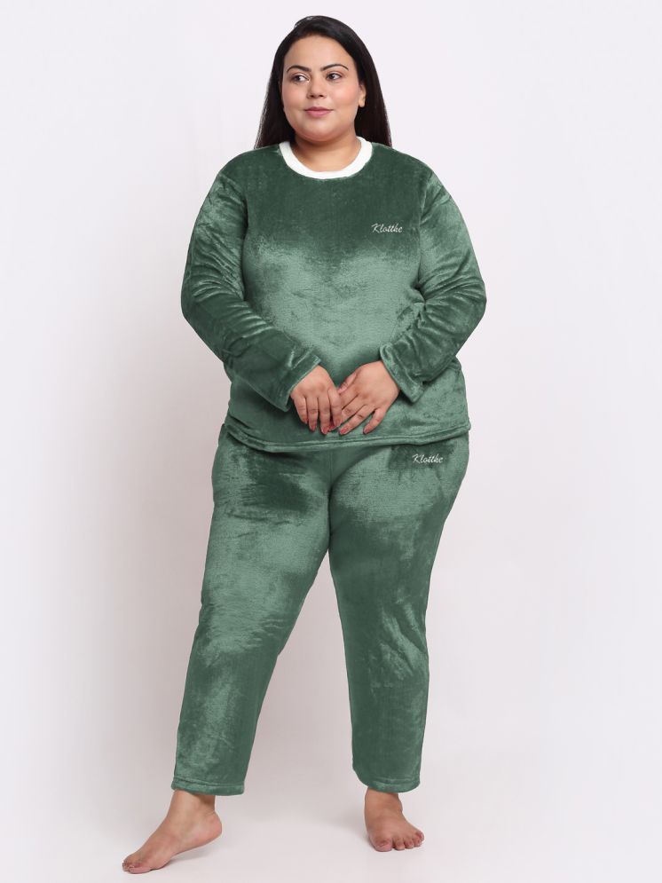     			Klotthe Green Woollen Women's Nightwear Nightsuit Sets ( Pack of 1 )