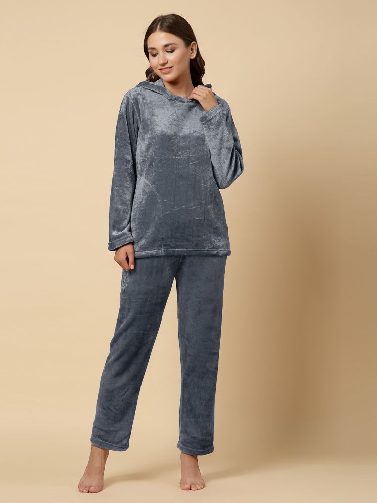     			Klotthe Grey Woollen Women's Nightwear Nightsuit Sets ( Pack of 1 )