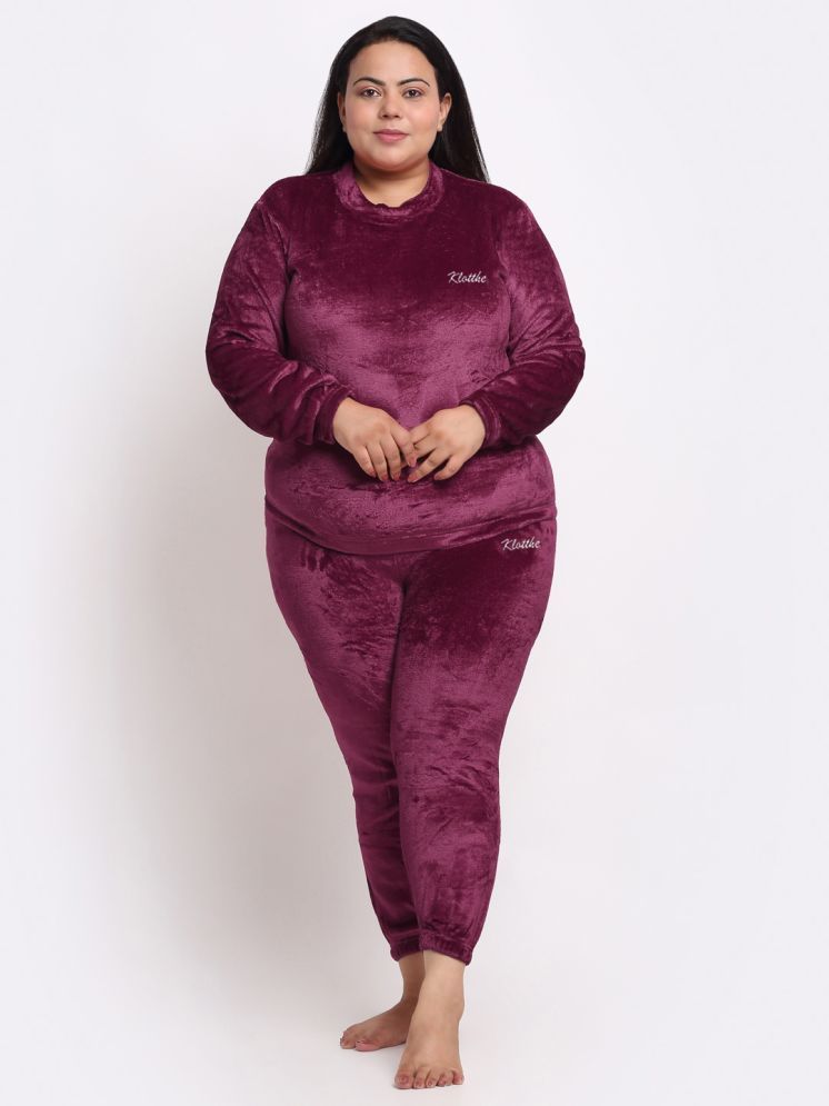     			Klotthe Maroon Woollen Women's Nightwear Nightsuit Sets ( Pack of 1 )