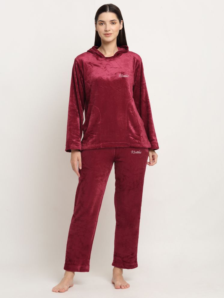     			Klotthe Red Woollen Women's Nightwear Nightsuit Sets ( Pack of 1 )