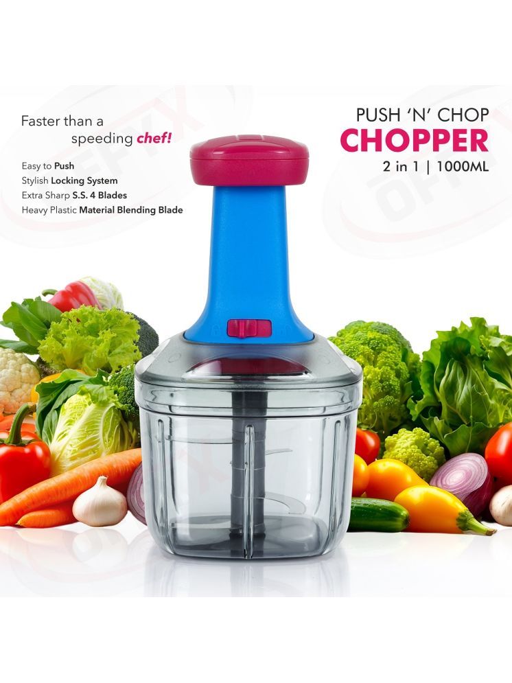     			OFFYX HAND PRESS CHOPPER Pink Plastic Mannual Chopper 1000 ml ( Pack of 1 )