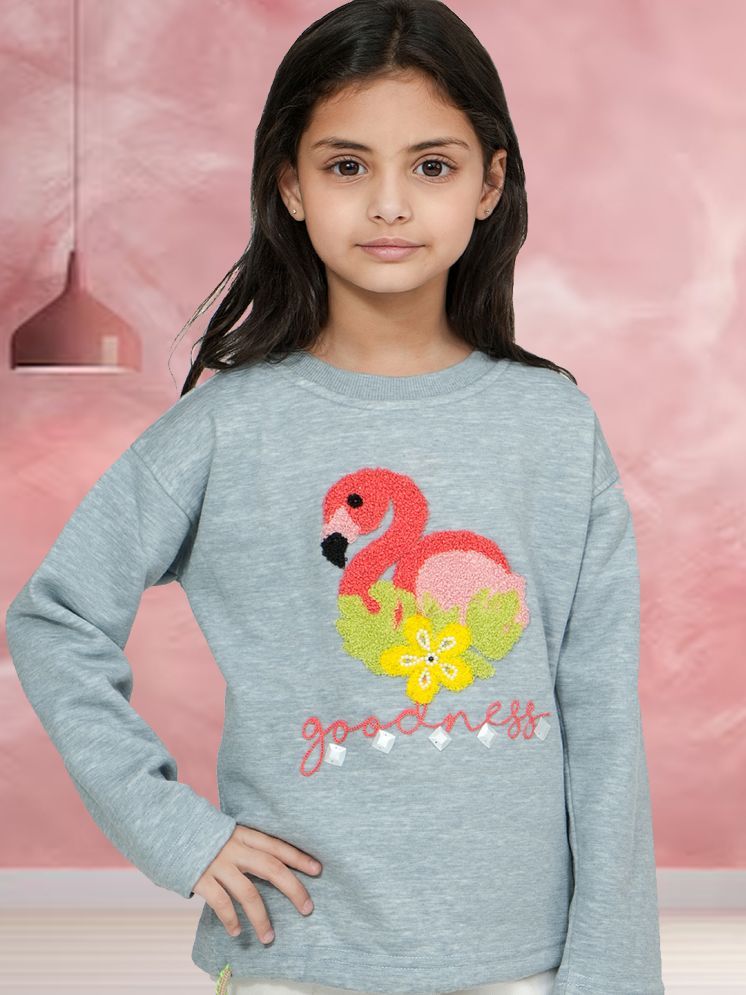     			PAMPOLINA Girls Cotton Blend Sweatshirt ( Gray )