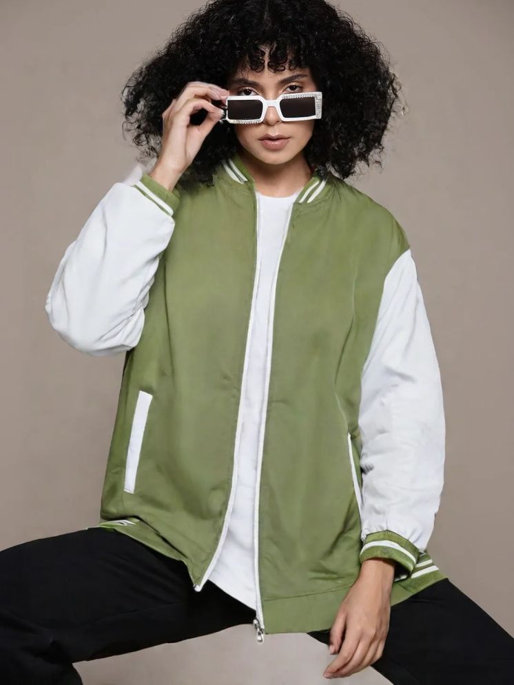     			PLUS PARADISE - Polyester Green Bomber Jackets