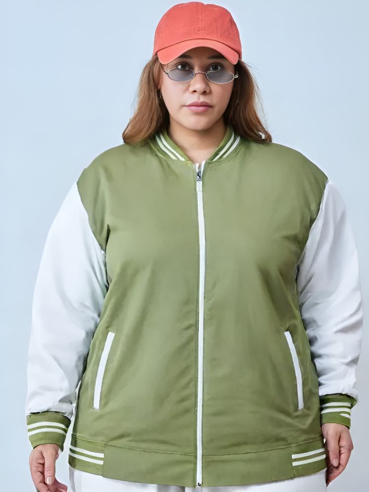     			PPTHEFASHIONHUB - Polyester Green Bomber Jackets