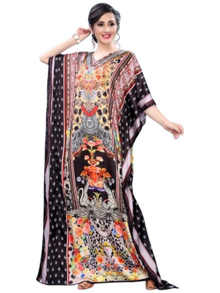     			SILK SUTRA Black Satin Women's Kaftan ( Pack of 1 )