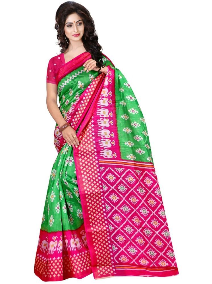     			Samai Cotton Silk Printed Saree With Blouse Piece - Multicolor ( Pack of 1 )