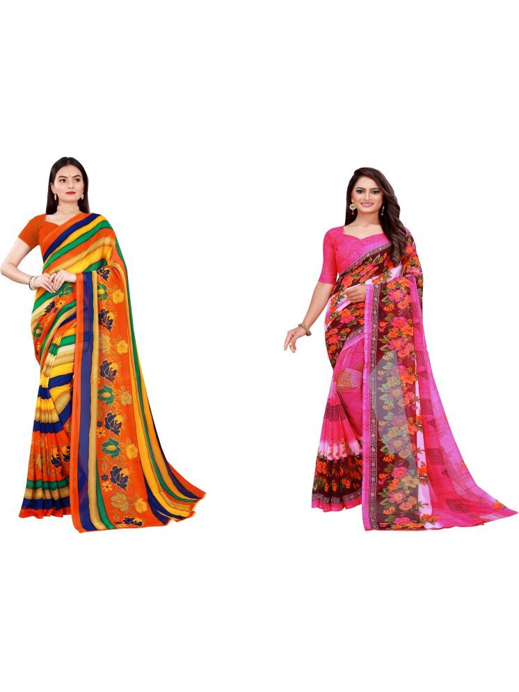     			Samai Cotton Silk Printed Saree With Blouse Piece - Multicolor1 ( Pack of 2 )