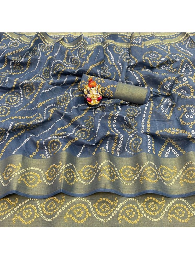     			Samai Cotton Silk Printed Saree With Blouse Piece - Grey ( Pack of 1 )