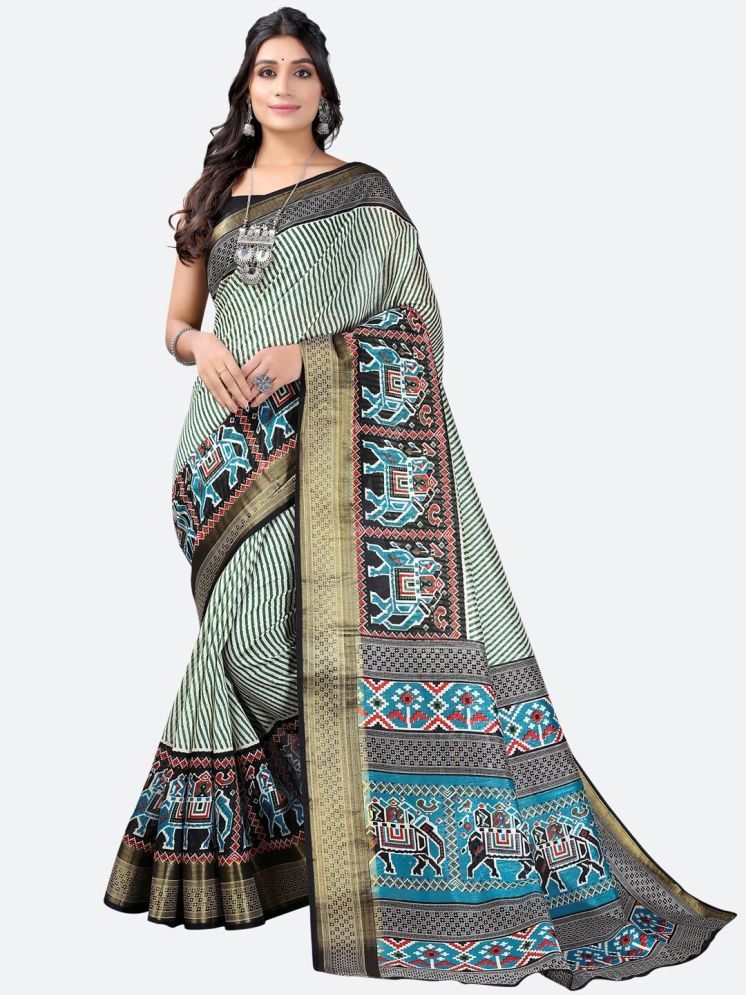     			Samai Cotton Silk Printed Saree With Blouse Piece - Multicolor6 ( Pack of 1 )