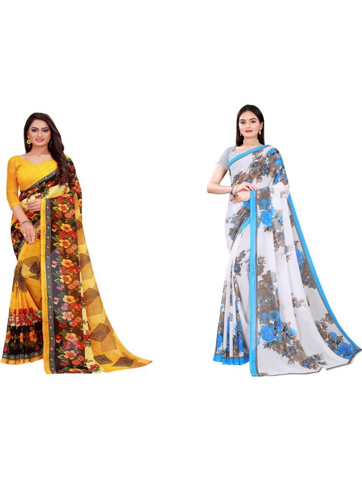     			Samai Cotton Silk Printed Saree With Blouse Piece - Multicolor1 ( Pack of 2 )