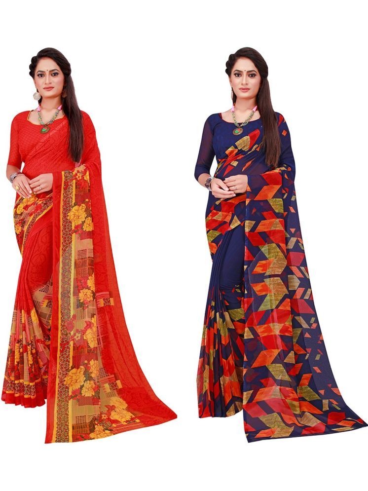     			Samai Cotton Silk Printed Saree With Blouse Piece - Multicolor5 ( Pack of 2 )