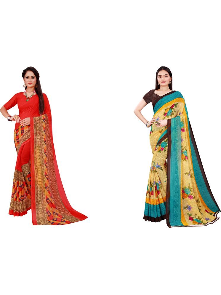     			Samai Cotton Silk Printed Saree With Blouse Piece - Multicolor8 ( Pack of 2 )