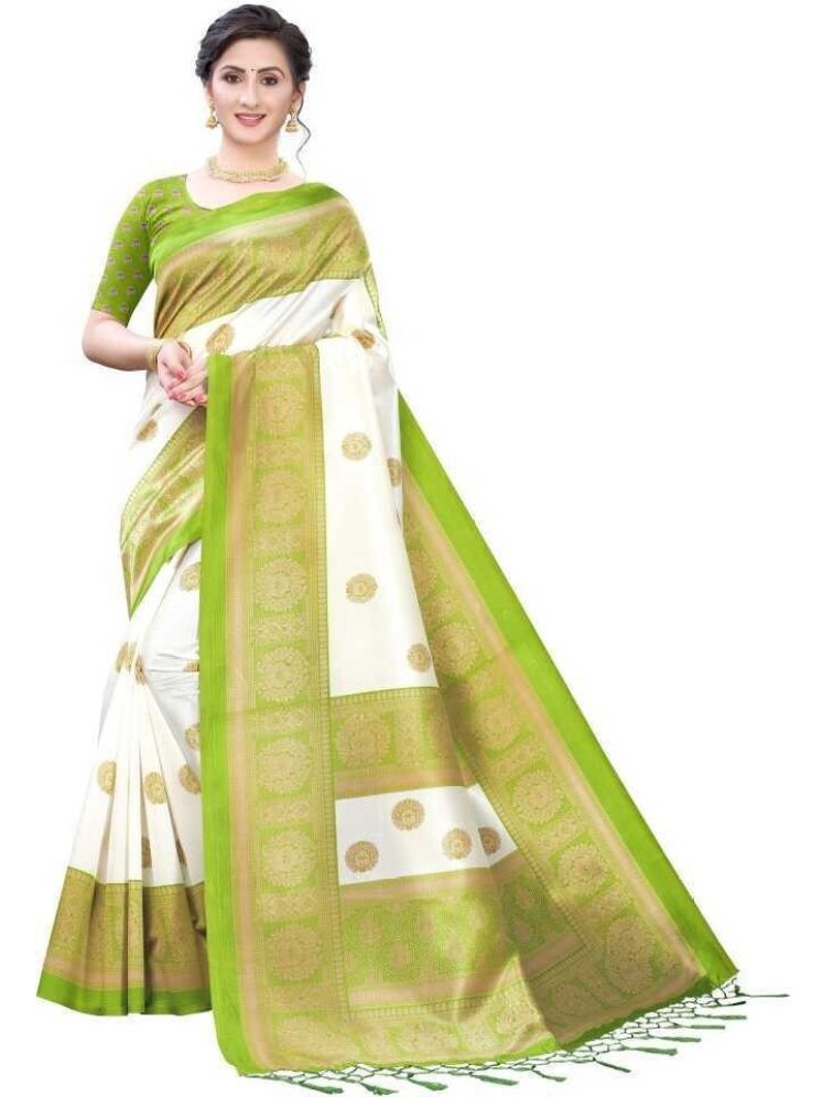     			Samai Cotton Silk Solid Saree With Blouse Piece - Green ( Pack of 1 )